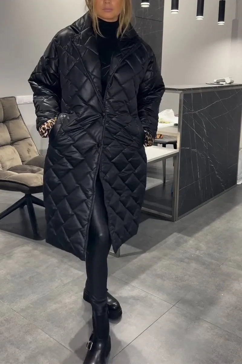 Ofira | Quilted Coat with Chic Leopard Interior
